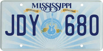 MS license plate JDY680
