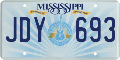 MS license plate JDY693