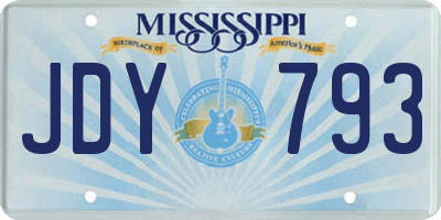 MS license plate JDY793