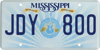 MS license plate JDY800