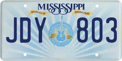 MS license plate JDY803