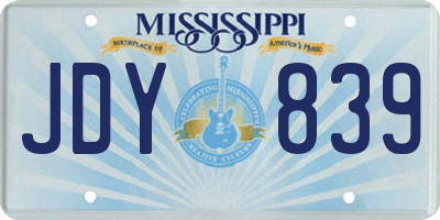 MS license plate JDY839