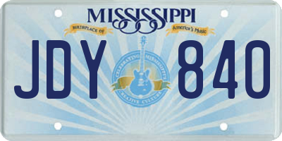 MS license plate JDY840