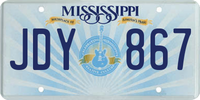 MS license plate JDY867