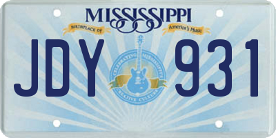 MS license plate JDY931