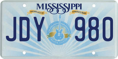 MS license plate JDY980