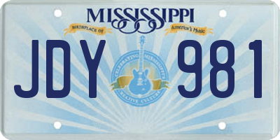MS license plate JDY981