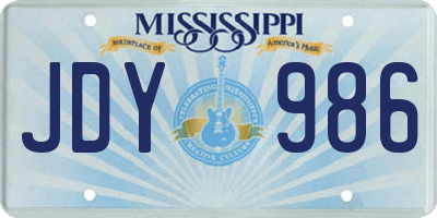 MS license plate JDY986