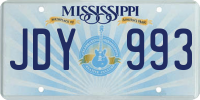 MS license plate JDY993