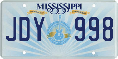 MS license plate JDY998