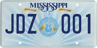 MS license plate JDZ001
