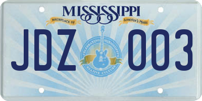 MS license plate JDZ003