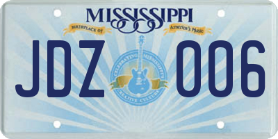 MS license plate JDZ006