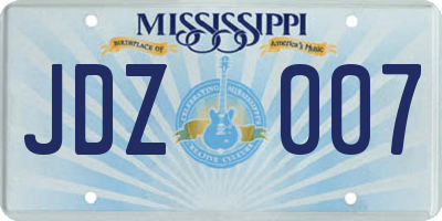 MS license plate JDZ007