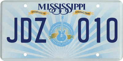 MS license plate JDZ010