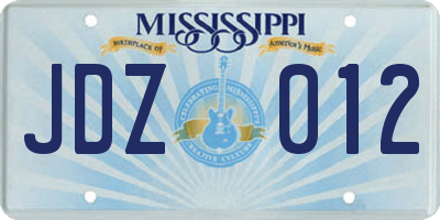 MS license plate JDZ012