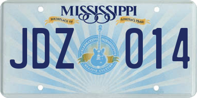 MS license plate JDZ014