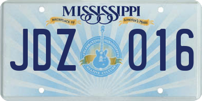 MS license plate JDZ016