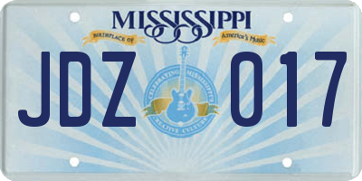 MS license plate JDZ017