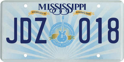 MS license plate JDZ018