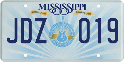 MS license plate JDZ019