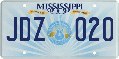 MS license plate JDZ020