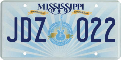 MS license plate JDZ022
