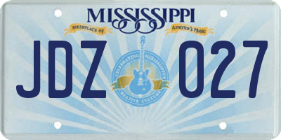 MS license plate JDZ027