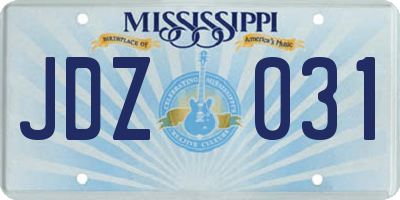 MS license plate JDZ031