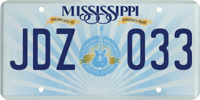 MS license plate JDZ033