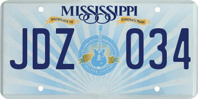 MS license plate JDZ034