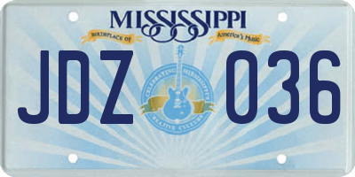 MS license plate JDZ036