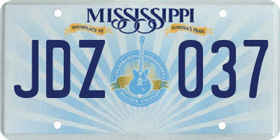 MS license plate JDZ037