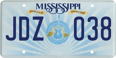 MS license plate JDZ038