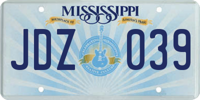 MS license plate JDZ039
