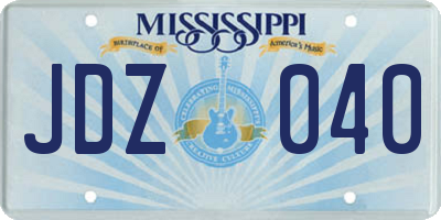 MS license plate JDZ040