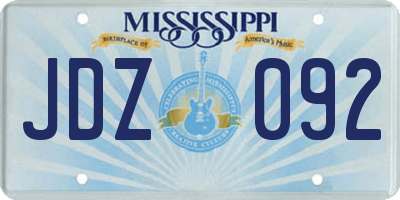 MS license plate JDZ092