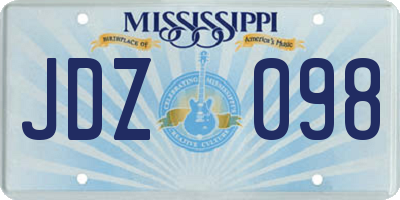 MS license plate JDZ098