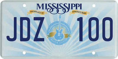 MS license plate JDZ100