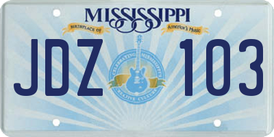 MS license plate JDZ103