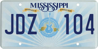 MS license plate JDZ104