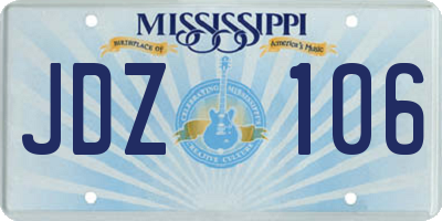 MS license plate JDZ106