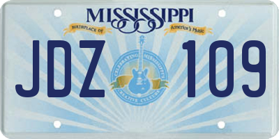 MS license plate JDZ109