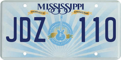 MS license plate JDZ110