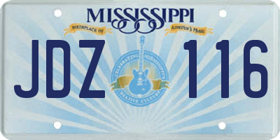 MS license plate JDZ116