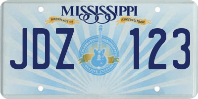 MS license plate JDZ123