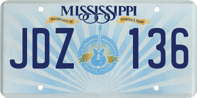 MS license plate JDZ136