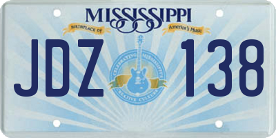MS license plate JDZ138