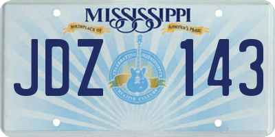 MS license plate JDZ143