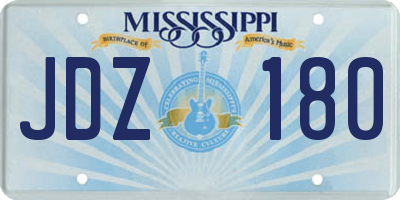 MS license plate JDZ180